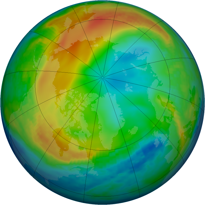 Arctic ozone map for 19 December 1984